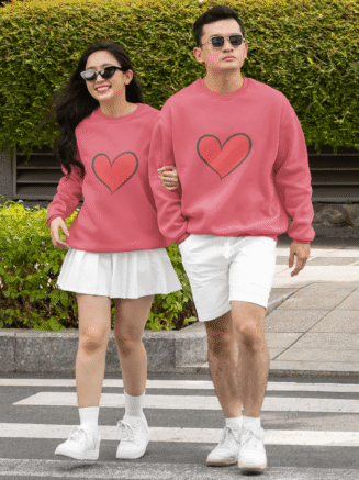 Pink Classy Glamorous Couple T-Shirts for stylish couples – premium cotton matching outfit