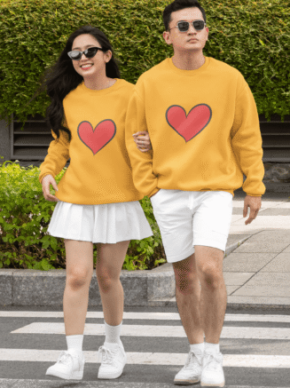 Yellow Classy Glamorous Couple T-Shirts for stylish couples – premium cotton matching outfit