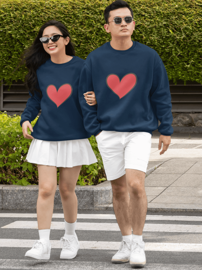 Blue Classy Glamorous Couple T-Shirts for stylish couples – premium cotton matching outfit