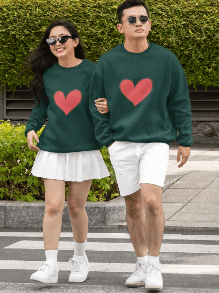 Green Classy Glamorous Couple T-Shirts for stylish couples – premium cotton matching outfit