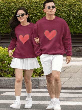 Maroon Classy Glamorous Couple T-Shirts for stylish couples – premium cotton matching outfit