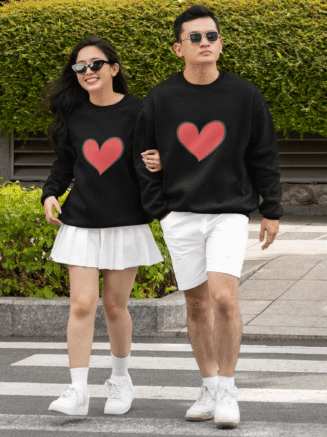 Black Classy Glamorous Couple T-Shirts for stylish couples – premium cotton matching outfit