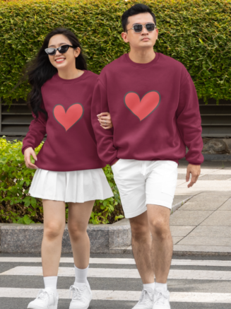 Maroon Classy Glamorous Couple T-Shirts