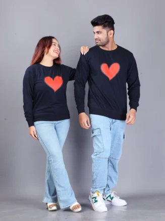Navy Blue Classy Glamorous Couple T-Shirts