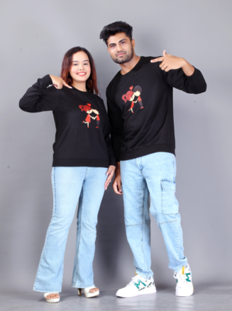 Love Bond Heart Black Couple T-Shirts