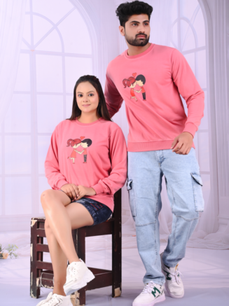 Love Bond Heart Pink Couple T-Shirts