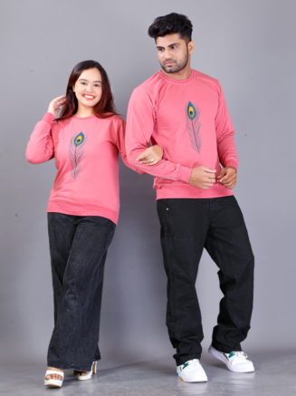 Peacock Muse Pink Couple T-Shirts